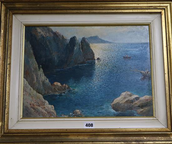 A. Zanetti Fishing boats along the coast 11.5 x 15.5in.